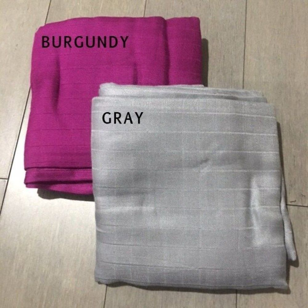 Burgundy & Gray, 2pk of BAMBOO Solids - Muslin Swaddles 50"x50" made from Bamboo